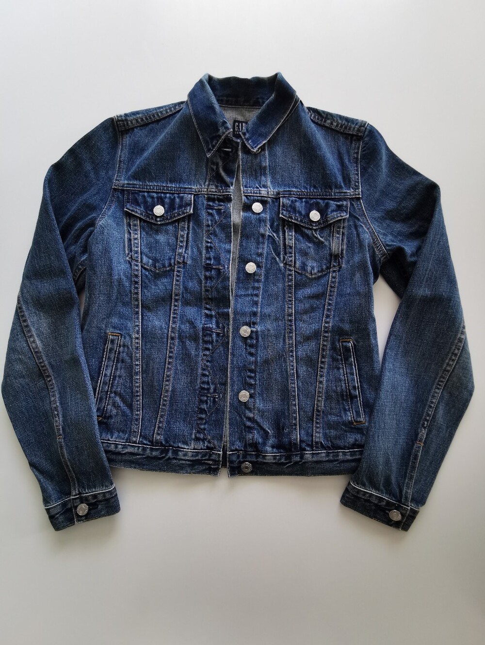 GAP Icon Jacket Saddle Blue Denim Jacket Jean Jacket Medium/Dark Wash Small Tall